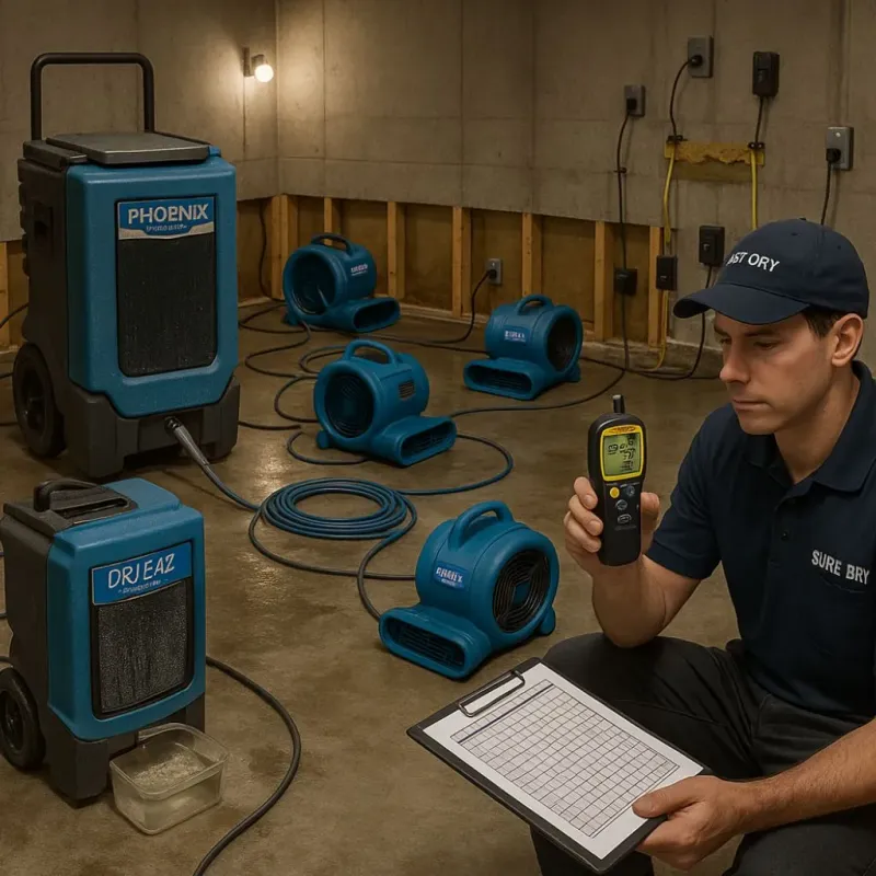 Structural Drying and Dehumidification process in La Grulla, TX